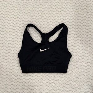Nike Pro Black Sports Bra with White Swoosh